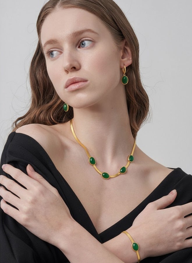 Hilyagems Women's Jewelry Set Emerald Necklace Bracelet Set Wedding Anniversary Birthday Engagement Gift for Bridesmaid & Wife & Girlfriend & Friend - Image 4